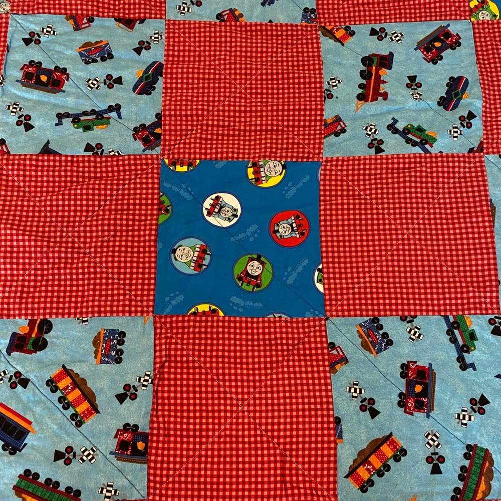 Thomas the Train Hand Made Baby Quilt